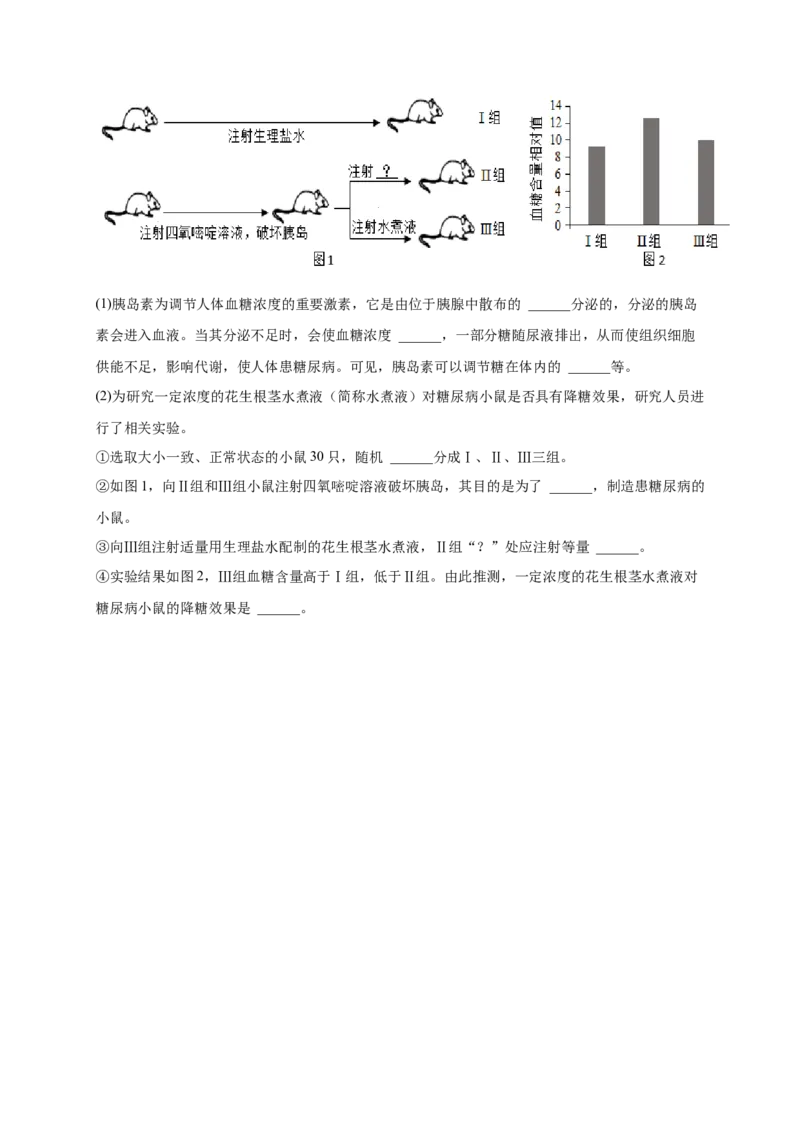 第六章人体生命活动的调节（基础突破卷）-2021-2022学年七年级生物下册基础与培优高效突破测试卷（人教版）（原卷版）_new_1、初中学习资料_4-6、生物_4-6-2、初一生物下册