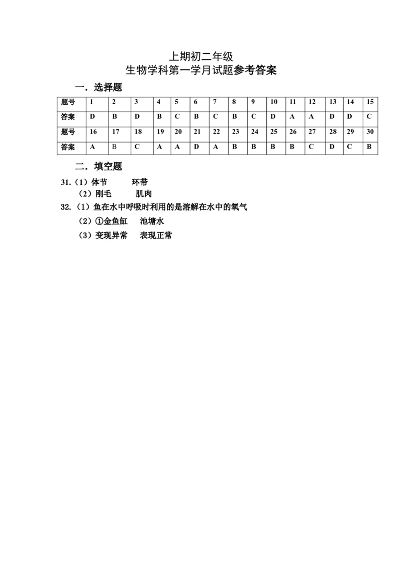 第一次月考试题3含答案_1、初中学习资料_4-6、生物_4-6-3、初二生物上册_5、月考试卷（10份）_赠送月考试题6份