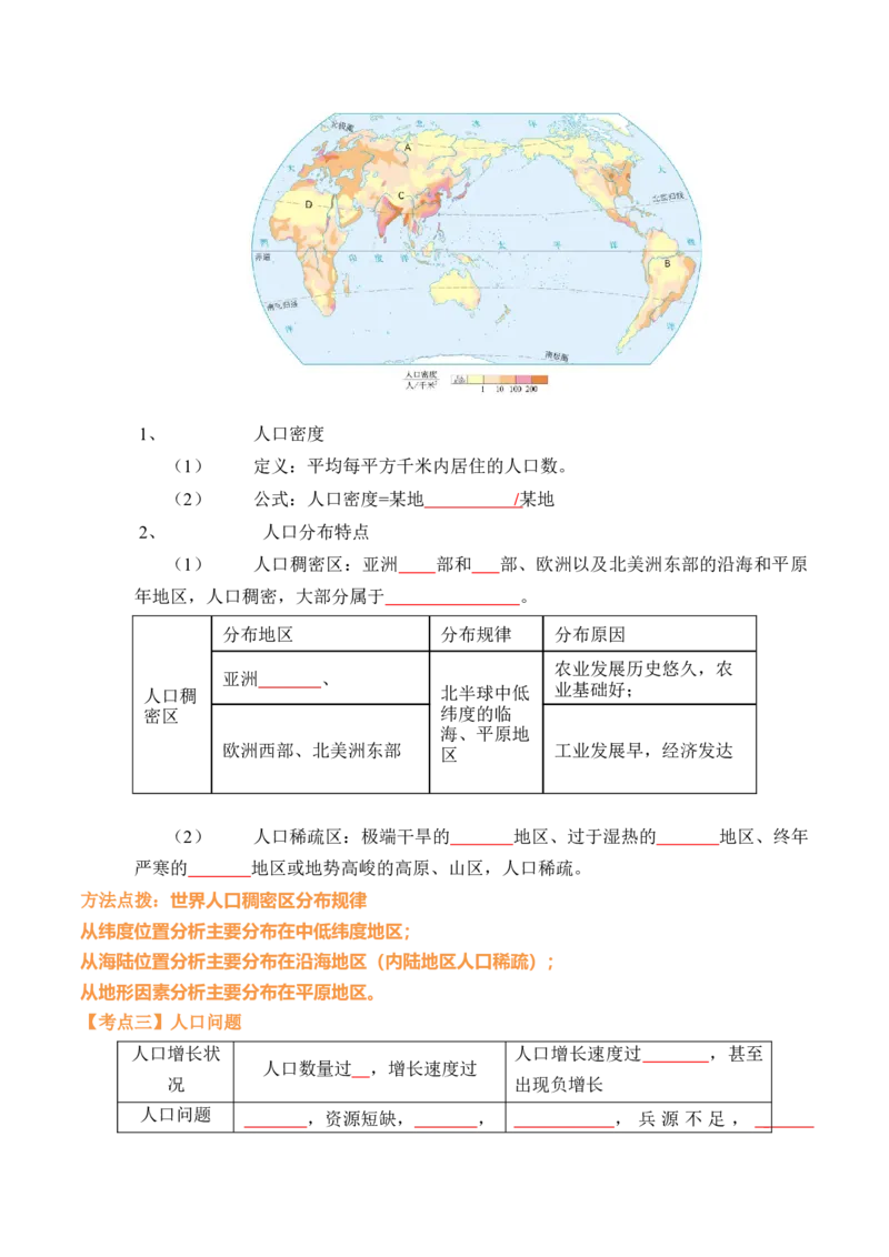 第四章居民与聚落（A卷&middot;知识梳理卷）-2022-2023学年七年级上册单元考点梳理双测卷（人教版）（原卷版）_1、初中学习资料_4-8、地理_4-8-1、初一地理上册_2.地理7上单元测试（27份）