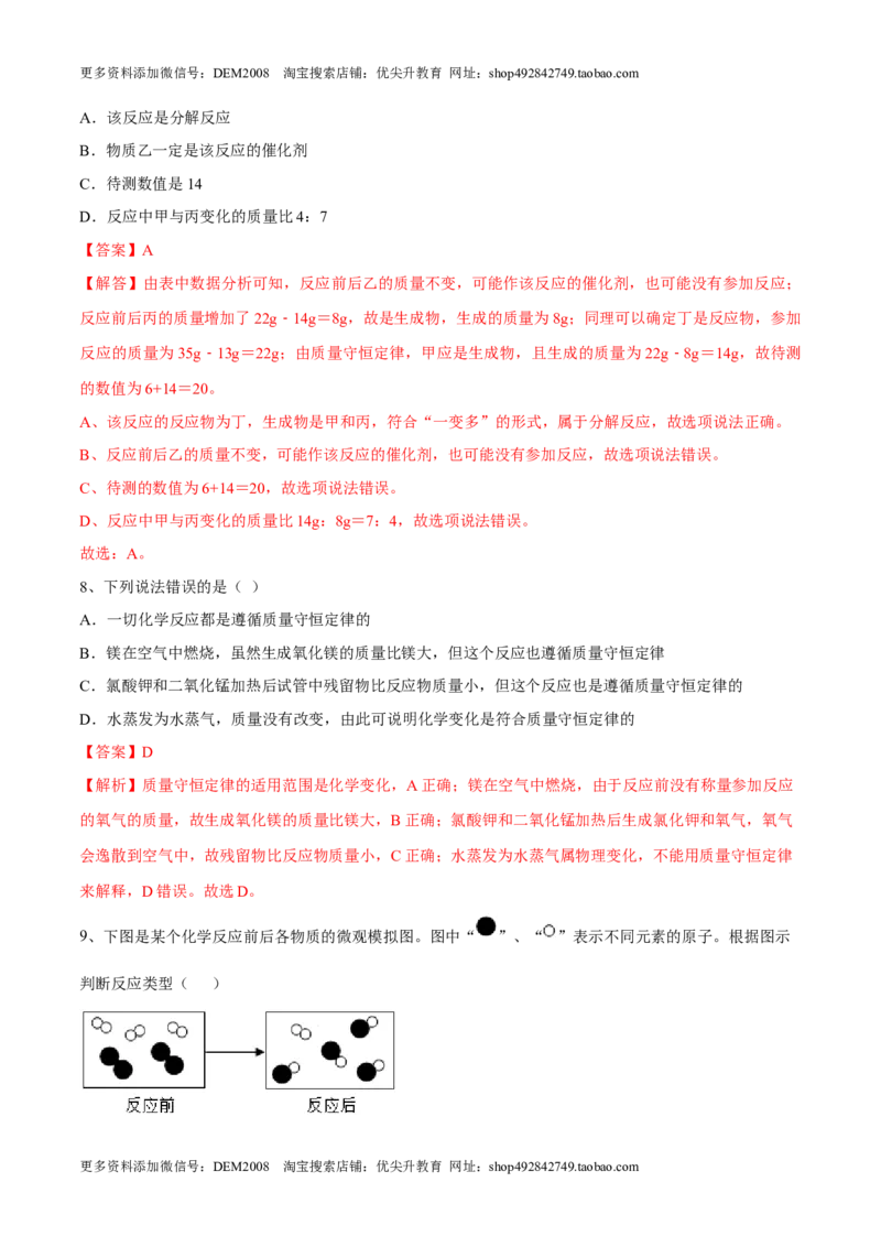 第五单元化学方程式单元测试卷（A卷&middot;夯实基础）（人教版）（解析版）_1、初中学习资料_4-5、化学_4-5-5、初三化学上册_人教化学九年级上单元试卷（040份）_单元试卷第1套