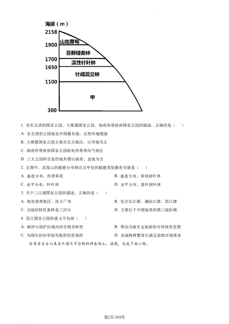 精品解析：山东省菏泽市曹县2021-2022学年八年级下学期期末地理试题（原卷版）_1、初中学习资料_4-8、地理_4-8-4、初二地理下册_4.地理8下期末试卷（8份）