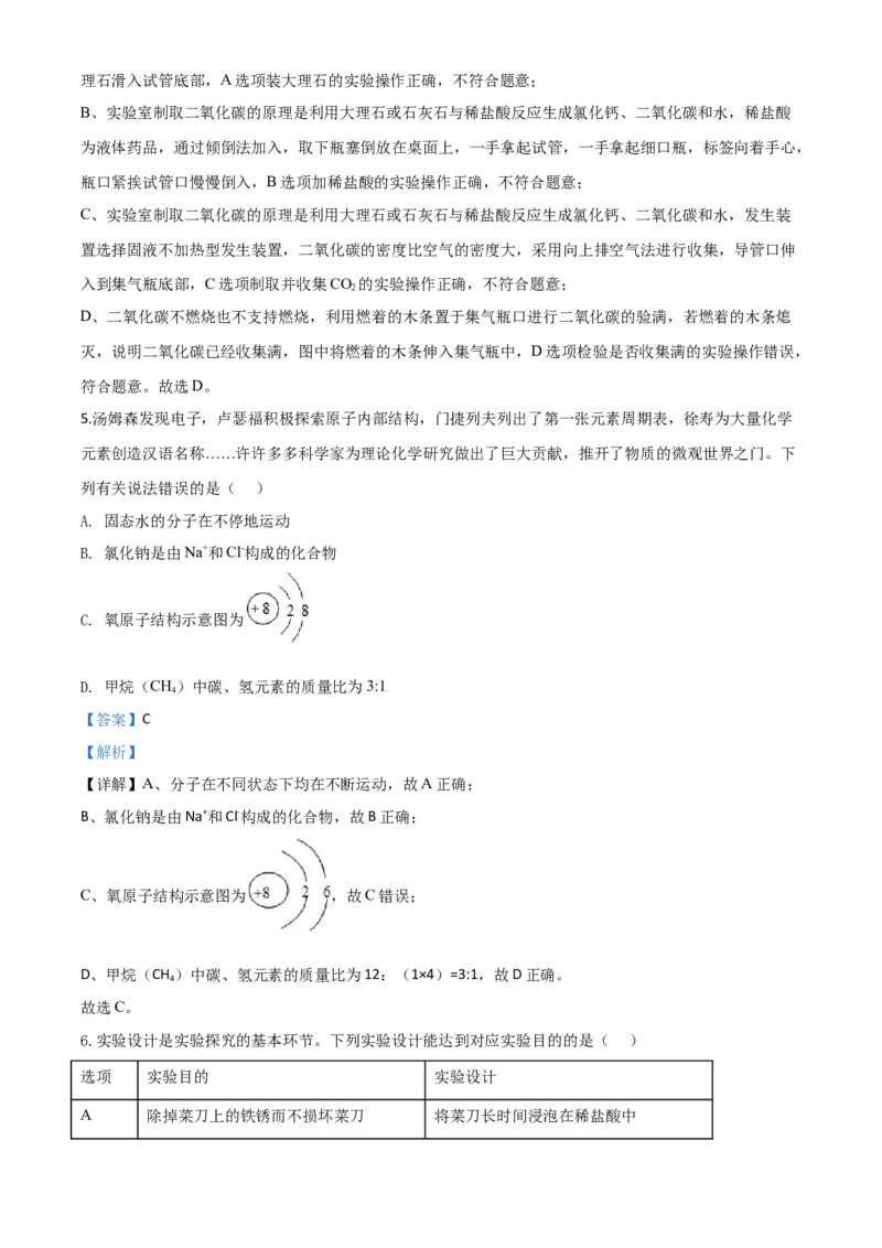 精品解析：四川省德阳市2020年中考化学真题（解析版）_1、初中学习资料_2024秋改版_九上化学课件最新版_化学中考真题卷（2019-2023）_2020中考化学_四川