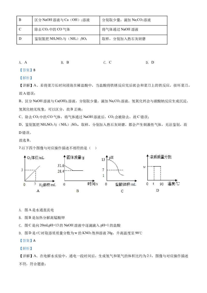 精品解析：四川省德阳市2020年中考化学真题（解析版）_1、初中学习资料_2024秋改版_九上化学课件最新版_化学中考真题卷（2019-2023）_2020中考化学_四川