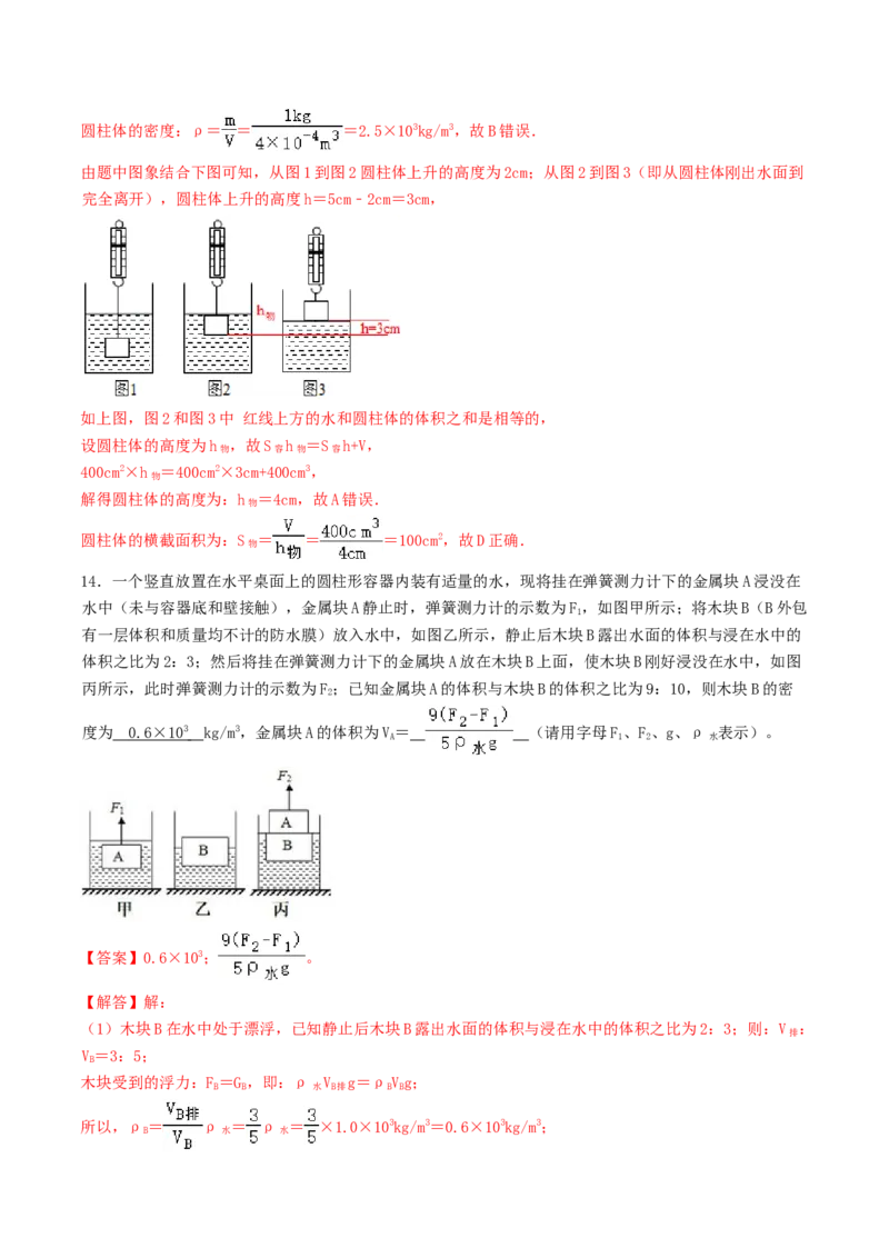 课时02阿基米德原理（重点练）-2020-2021学年八年级物理下册十分钟同步课堂专练（人教版）(解析版)_1、初中学习资料_4-4、物理_4-4-4、初二物理下册_2023更新