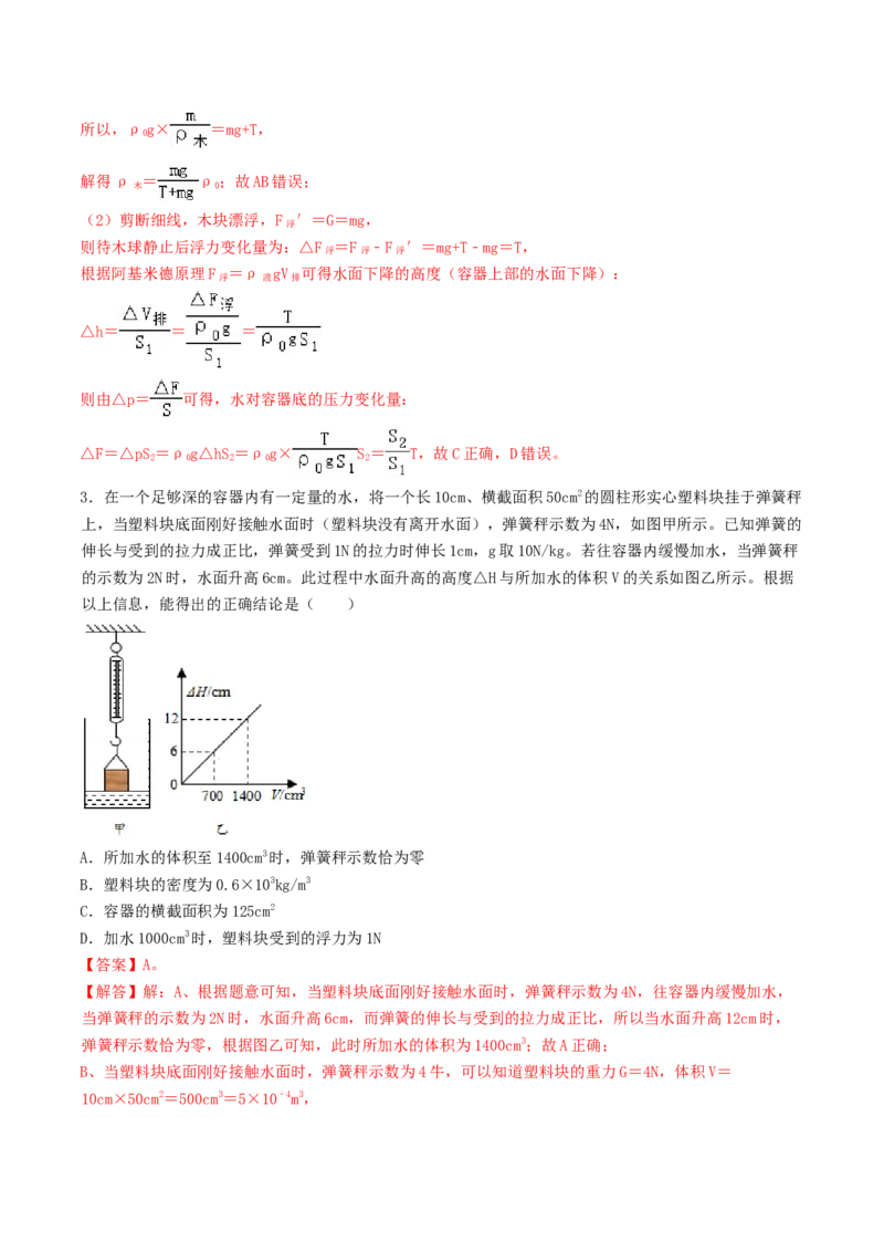 课时02阿基米德原理（重点练）-2020-2021学年八年级物理下册十分钟同步课堂专练（人教版）(解析版)_1、初中学习资料_4-4、物理_4-4-4、初二物理下册_2023更新