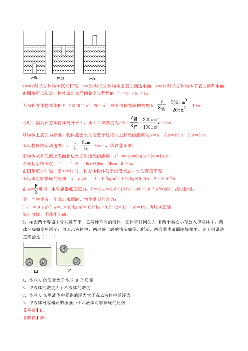 课时02阿基米德原理（重点练）-2020-2021学年八年级物理下册十分钟同步课堂专练（人教版）(解析版)_1、初中学习资料_4-4、物理_4-4-4、初二物理下册_2023更新