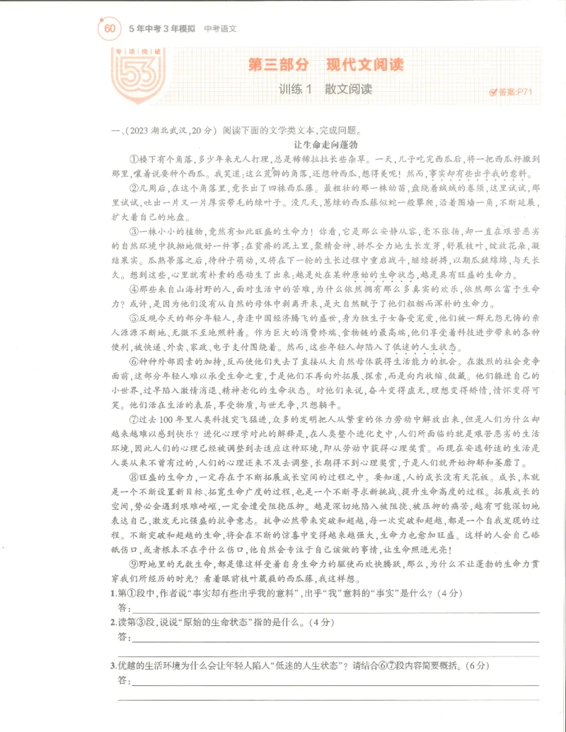语文分层模拟_1、初中学习资料_24秋试卷_（2024）5年中考3年模拟中考版_五三语文