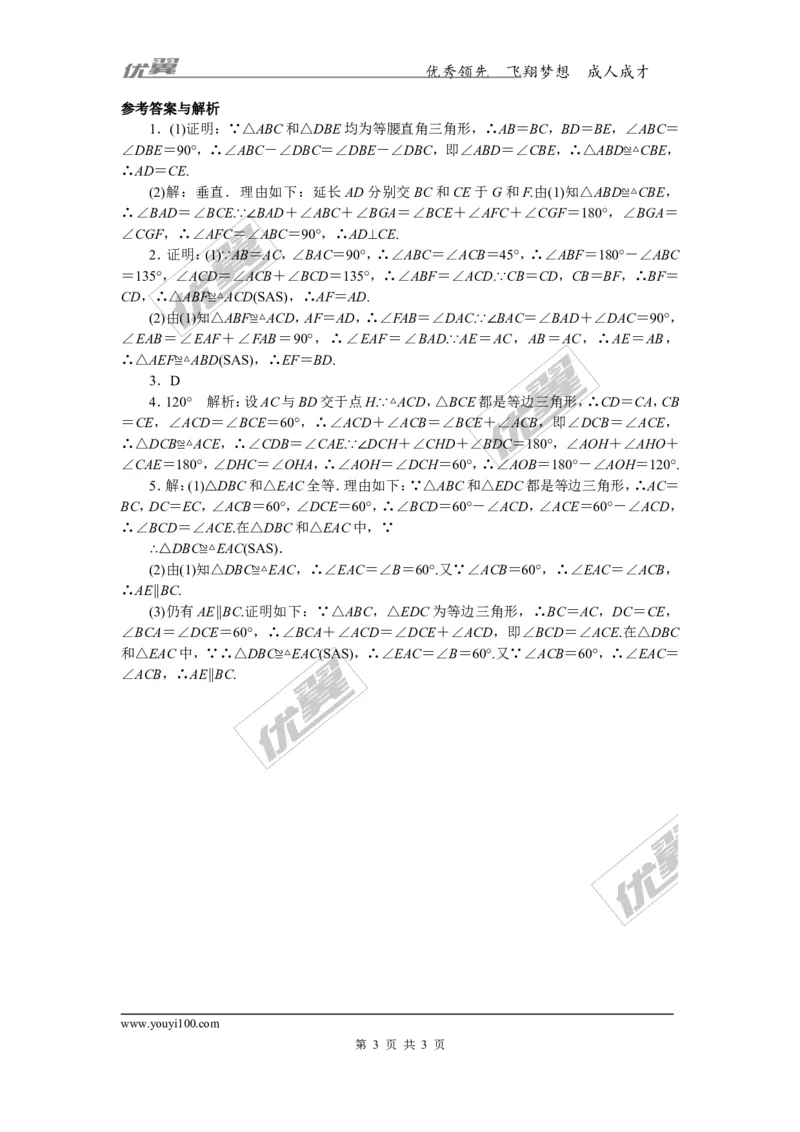 解题技巧专题：共顶点的等腰三角形_1、初中学习资料_4-2、数学_北师大版_北师大版初中数学8下_2022春八数下(BS)--各阶段精品试题_精品专题