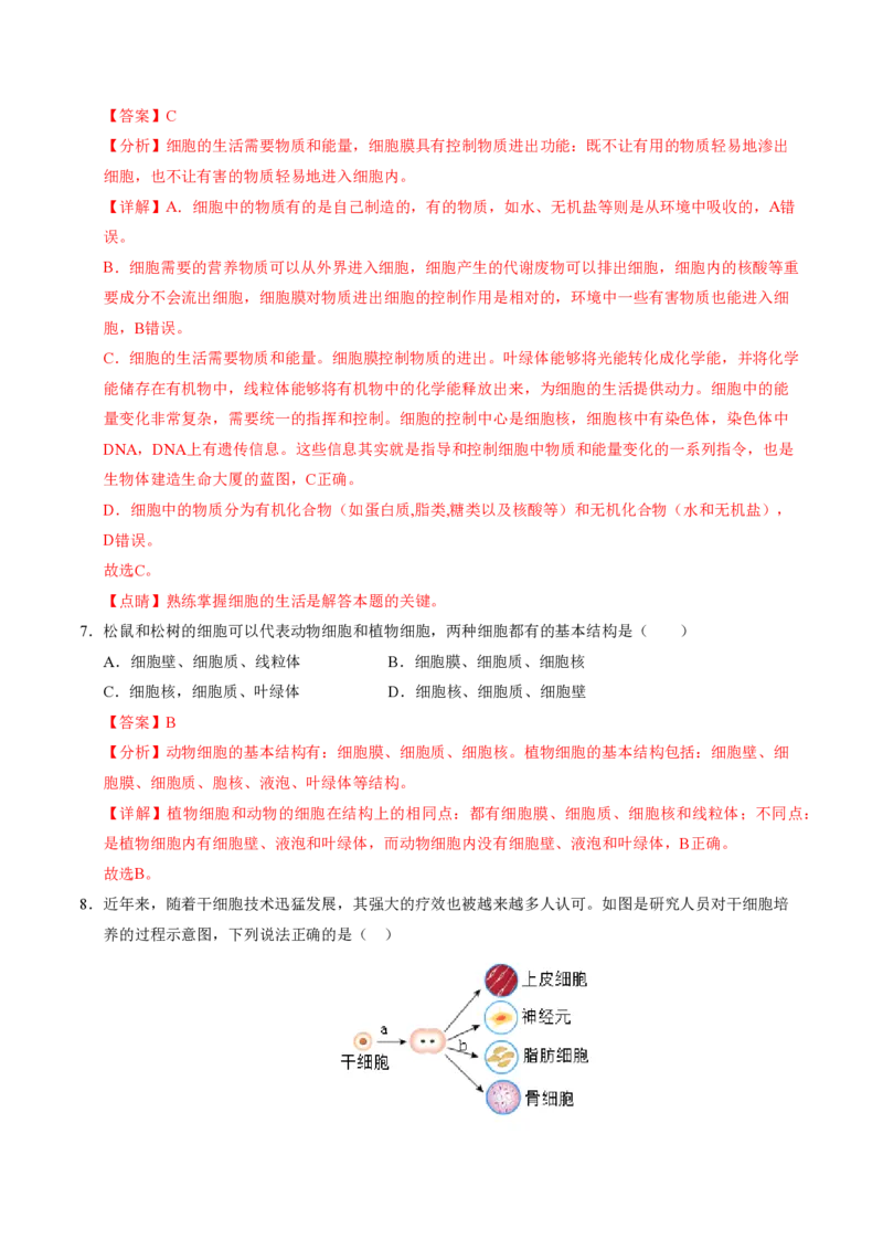 七年级生物期末模拟卷02（全解全析）（人教版2024）_5、期末试卷合集_2024年七上各科各版本期末复习试卷