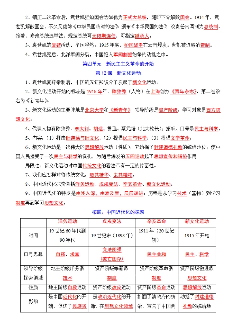 八年级上册历史每日一练小纸条_新版初中_最新历史八年级上册_2025秋季新版_第三套全_08.单元必背知识（背诵版+默写版）_小纸条_8上历史小纸条