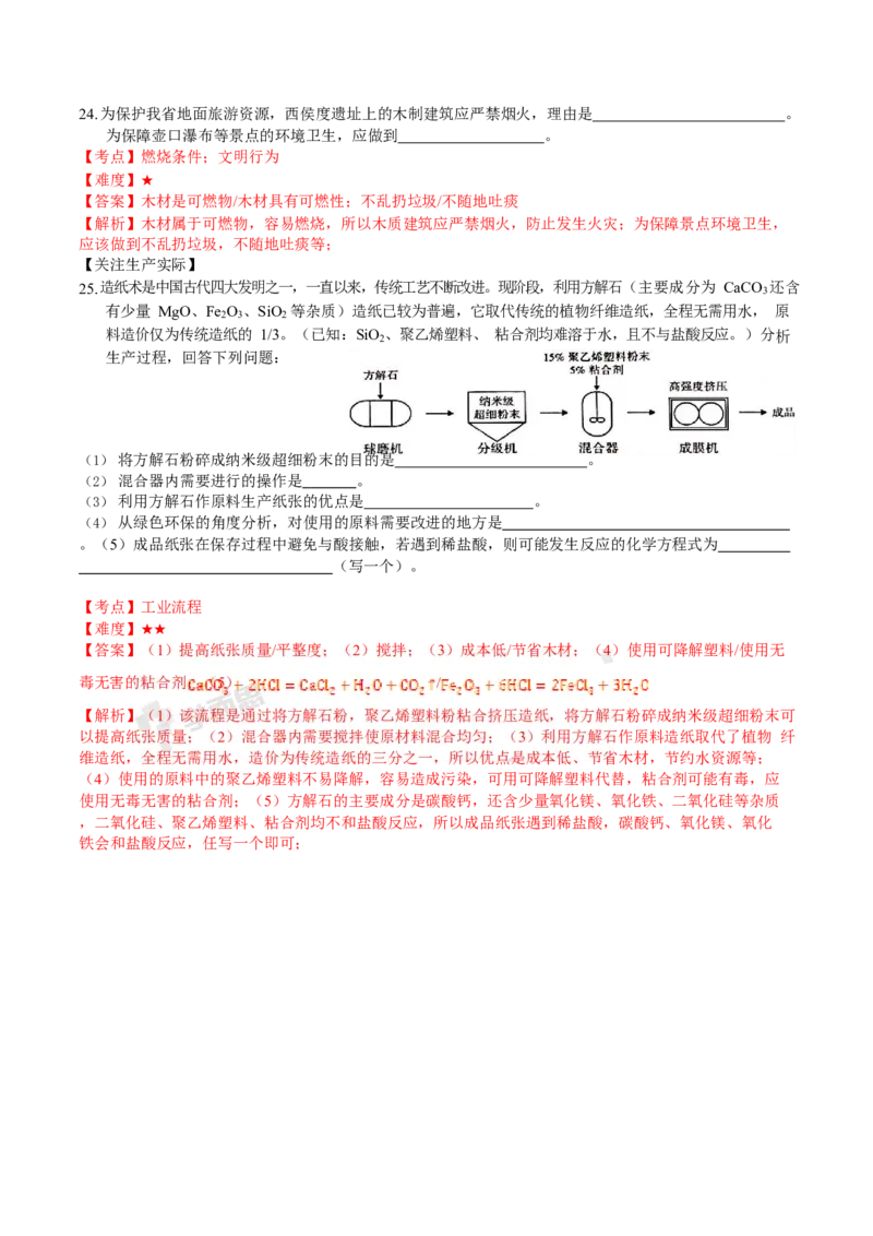 2021年中考化学试卷解析_1、初中学习资料_2024秋改版_九上化学课件最新版_化学中考真题卷（2019-2023）_2021中考化学_统一命题_山西_2021年中考化学试卷&mdash;化学