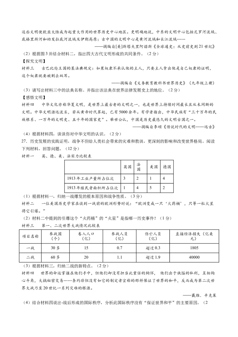 九年级历史期末模拟卷02（江苏专用）（考试版A4）考试范围：九上+九下全册_新版初中_最新历史九年级上册_07习题试卷9上历史_4、期末试卷