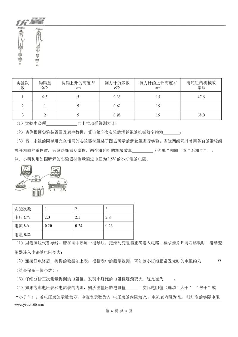 2019-2020学年九年级（上)安徽省池州市贵池区期末教学质量检测物理试题-学用_1、初中学习资料_4-4、物理_4-4-5、初三物理全册_2024更新_物理9年级全：2020年试题资料_期末-学用