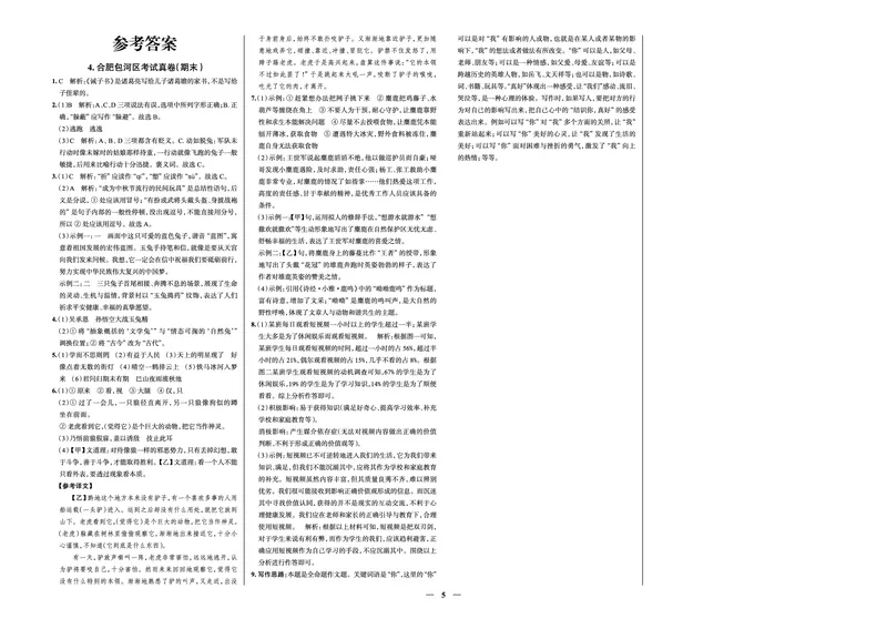 《真题圈&bull;名区名校期末卷》英语七上(合肥包河)_5、期末试卷合集_2024学年《教育发达地区期末试卷》数学7-8上册_《真题圈&bull;名区名校期末卷》七上_《真题圈&bull;名区名校期末卷》语文七上