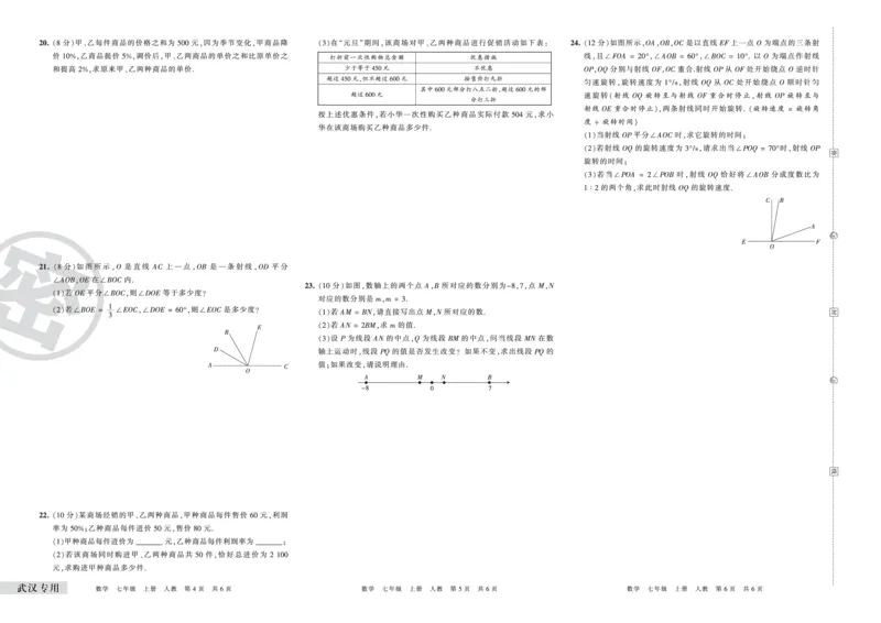 武汉专用七年级人教版数学_5、期末试卷合集_《期末复习压台卷》_初中数学《期末复习压台卷》7-9上册（人教版北师大华师大沪科版冀教版）_7年级上册_人教版