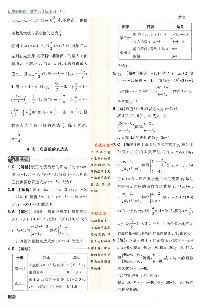 2024版《初中必刷题》数学8下（HS）-批注式详答与详析_2、2025初中必刷题合集_初中必刷题23+24+25上册_24初中必刷题上册+下册全_可信网络等多个文件_2024版-下册_8年级下册