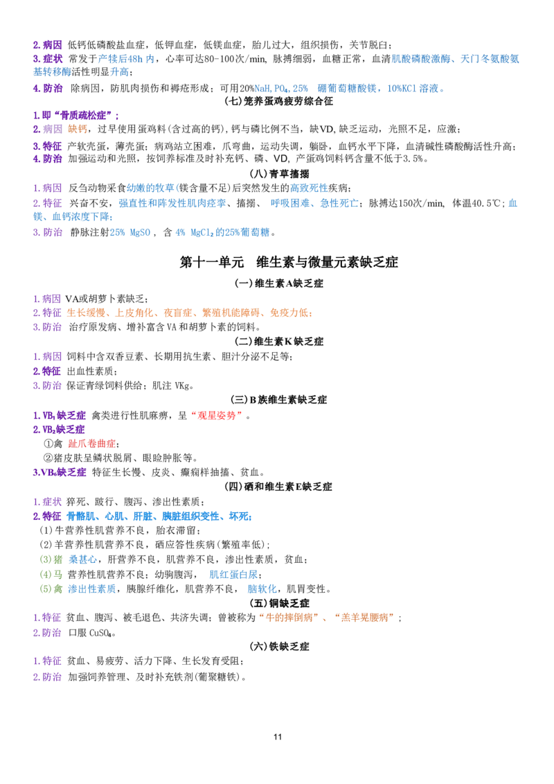 2.兽医内科学四色笔记_JH-013执业兽医_5.执业兽医四色笔记_3.临床科目