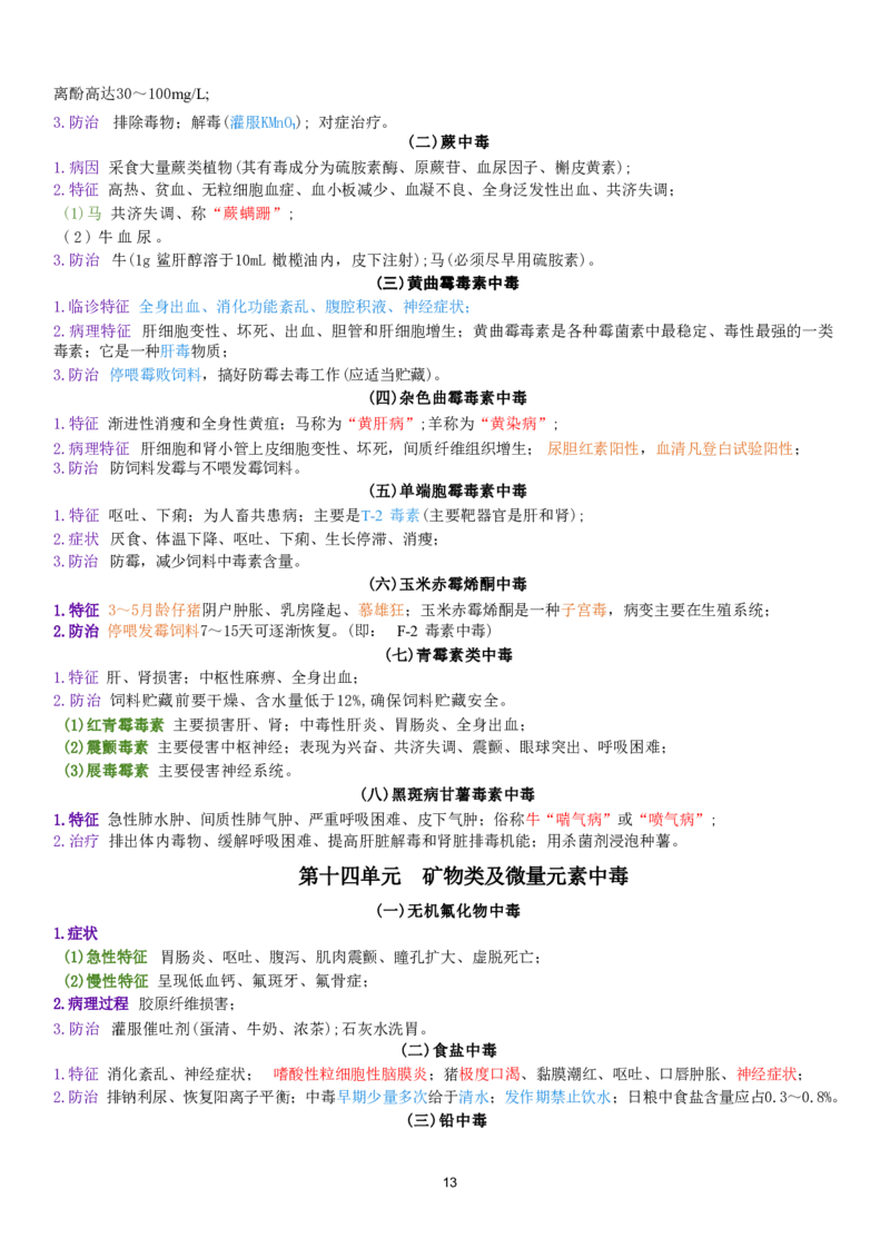 2.兽医内科学四色笔记_JH-013执业兽医_5.执业兽医四色笔记_3.临床科目