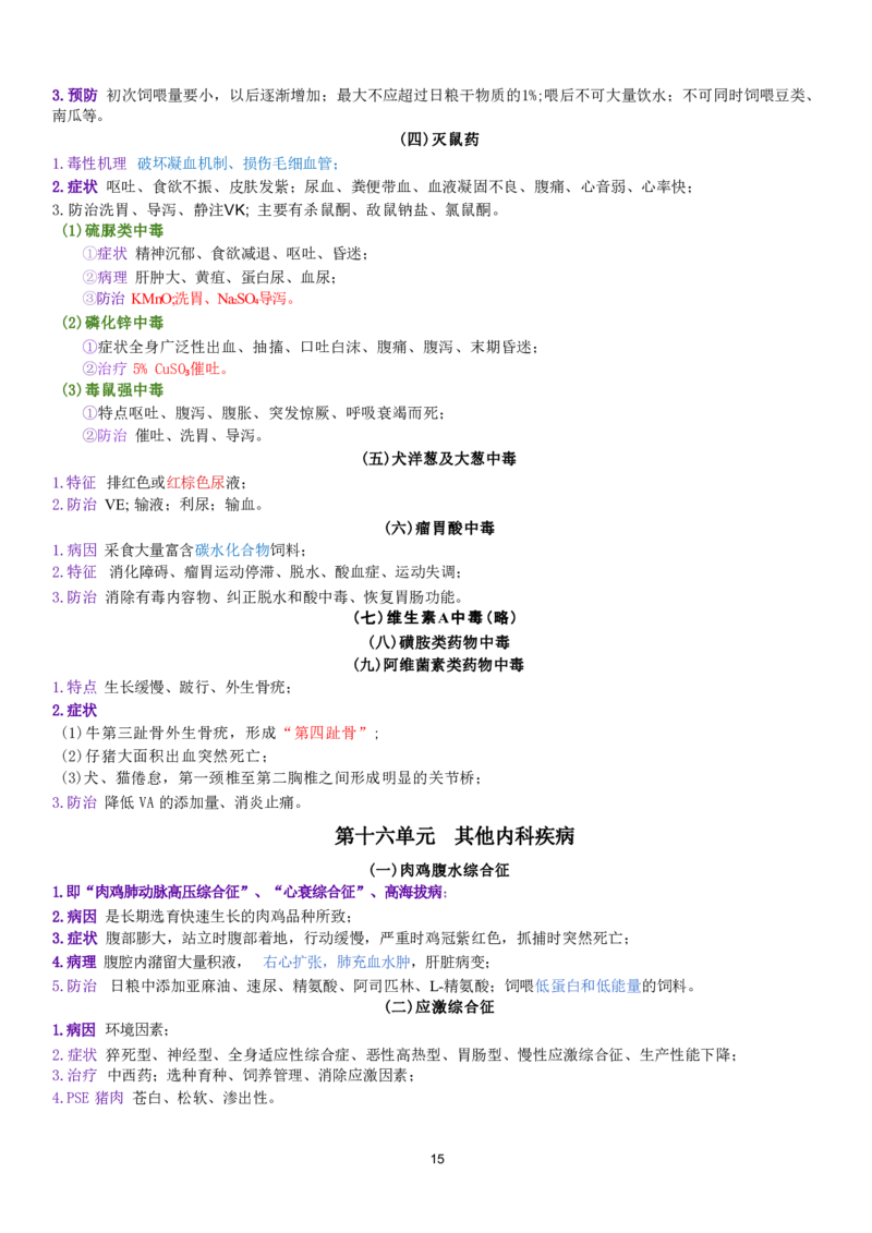 2.兽医内科学四色笔记_JH-013执业兽医_5.执业兽医四色笔记_3.临床科目