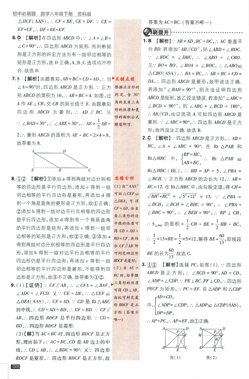 2024版《初中必刷题》数学8下（SK）-批注式详答与详析_2、2025初中必刷题合集_初中必刷题23+24+25上册_24初中必刷题上册+下册全_可信网络等多个文件_2024版-下册_8年级下册