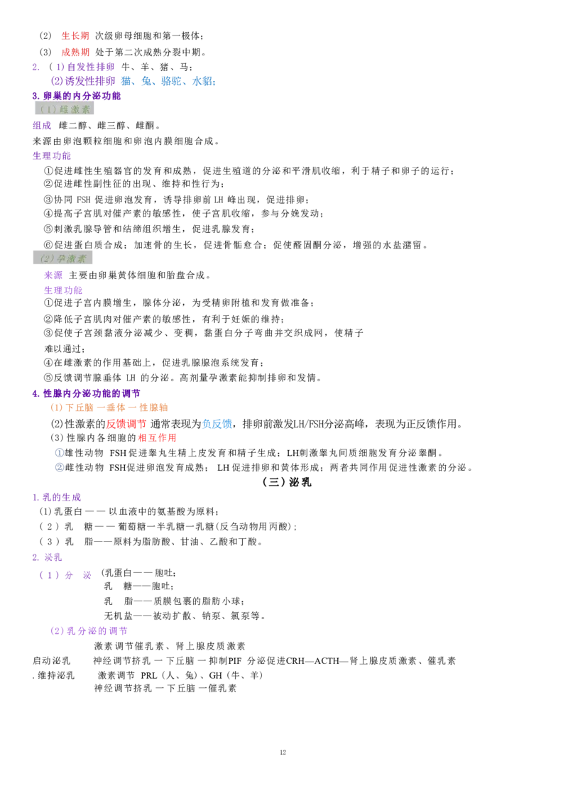 2.动物生理学四色笔记_JH-013执业兽医_5.执业兽医四色笔记_1.基础科目