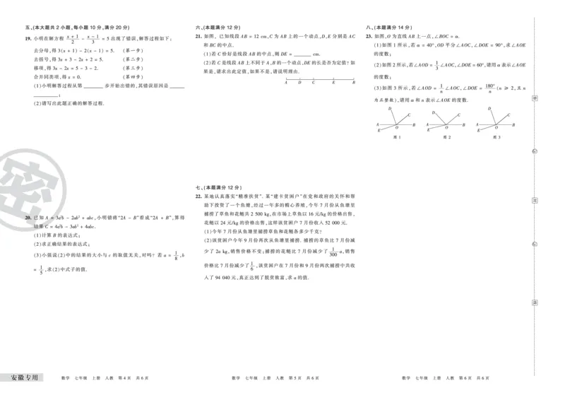 安徽专用七年级人教版数学_5、期末试卷合集_《期末复习压台卷》_初中数学《期末复习压台卷》7-9上册（人教版北师大华师大沪科版冀教版）_7年级上册_人教版