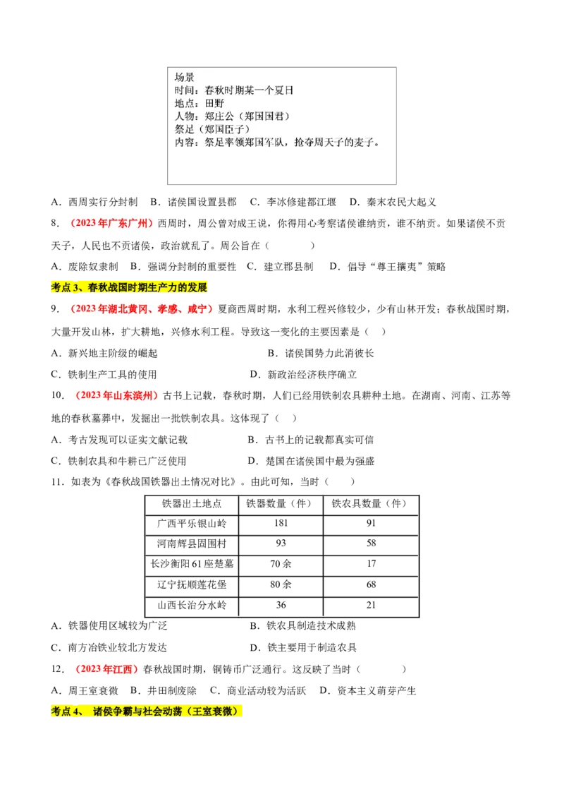 第二单元夏商周时期：奴隶制王朝的更替和向封建社会的过渡单元卷&middot;考点卷（原卷版）_新版初中_最新历史七年级上册_10七上历史单元测试2025秋