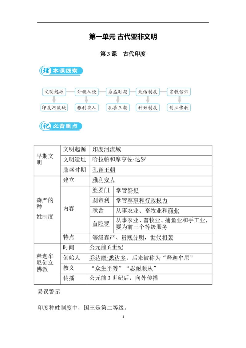 第3课　古代印度_新版初中_最新历史九年级上册_08背记手册9上历史