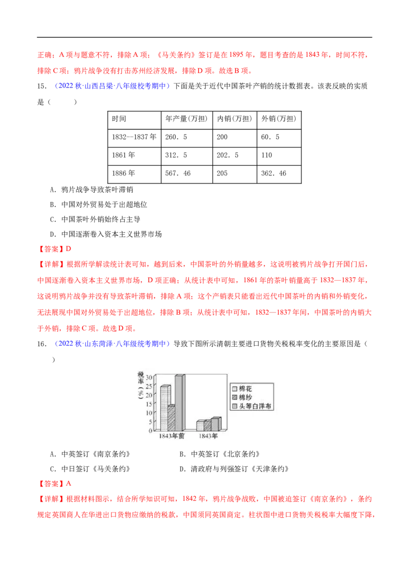第一单元中国开始沦为半殖民地半封建社会（高频选择题50题）（解析版）_新版初中_最新历史八年级上册_2025秋季新版_第一套推荐-小_04.历史8上-试题_专题训练