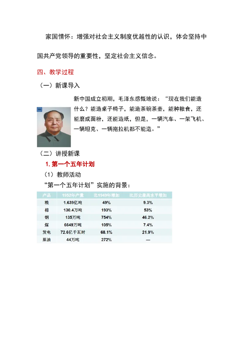 第4课新中国工业化的起步和人民代表大会制度的确立_新版初中_2026春历史八下_八下历史_旧版赠送_01核心素养课件+教案8下历史（24版）_8下历史核心素养教案