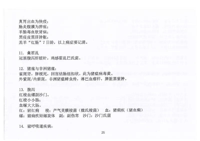 执兽考试速背秘籍_JH-013执业兽医_4.考试速背秘籍