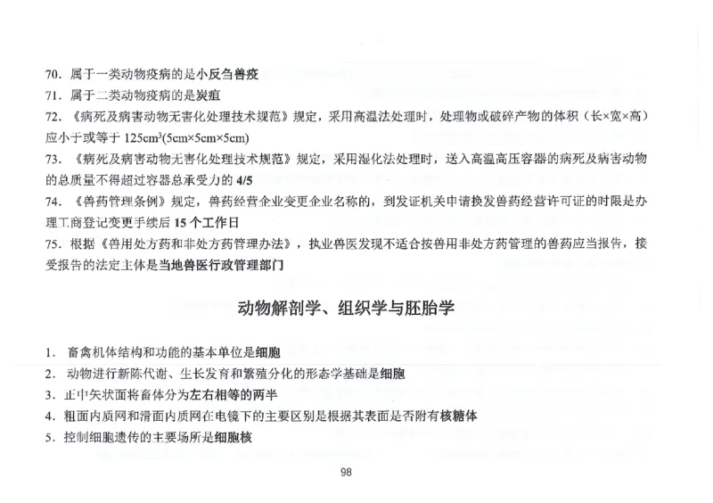 执兽考试速背秘籍_JH-013执业兽医_4.考试速背秘籍