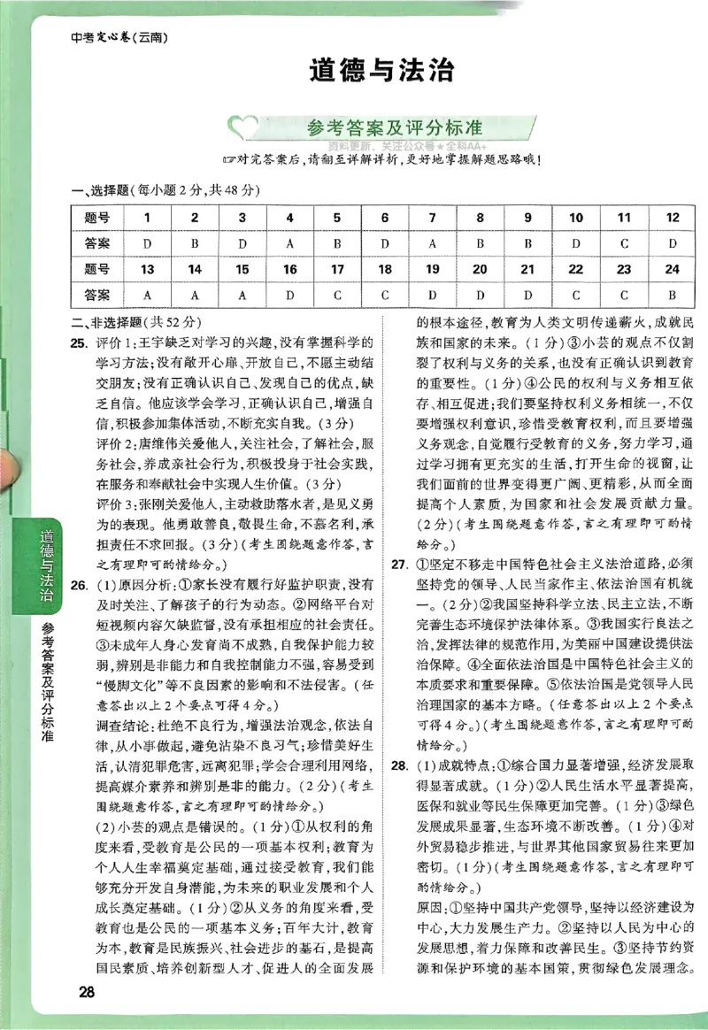 2025《万唯中考&bull;云南定心卷》七科答案_2025万唯黑白卷定心卷_万唯2025版万唯中考《定心卷》实时更新（已更24省，新增广东、广州）_2025万唯中考《定心卷》7科（云南）