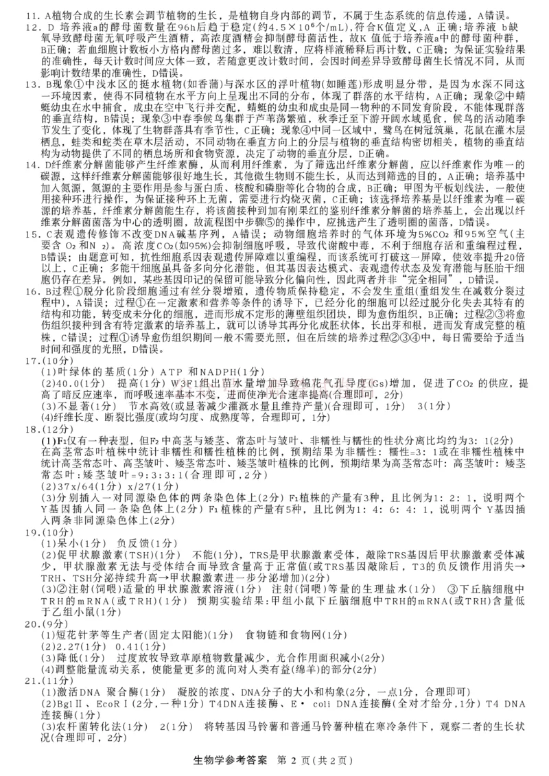 2026届陕西省商洛市高三一模生物试题_副本_2026届陕西商洛市高三下学期第一次模拟考试_06生物_陕西商洛市高三下学期第一次模拟考试