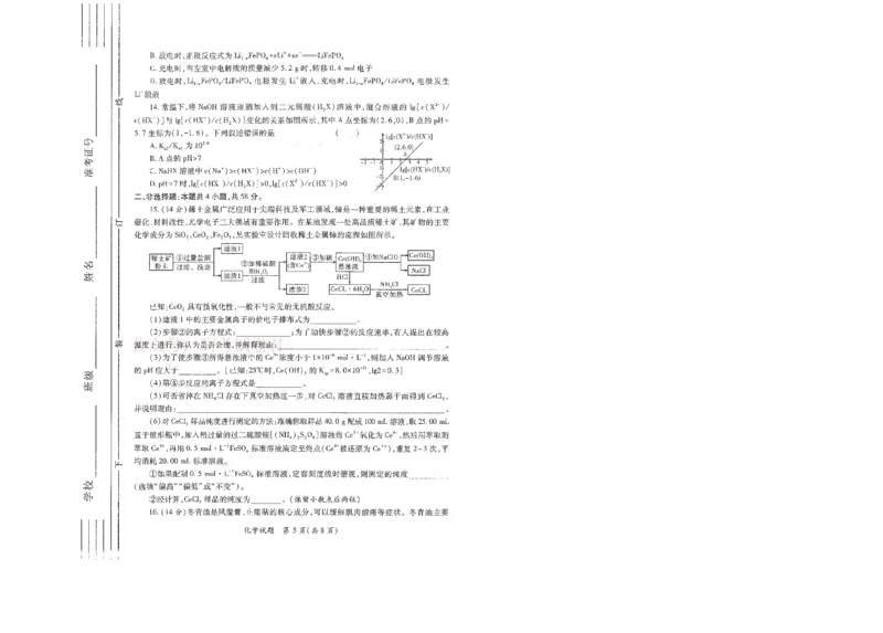 2026届陕西省高考适应性检测（二）化学_副本_2026届陕西省高考适应性检测（二）全科_05化学_陕西省高考适应性检测（二）