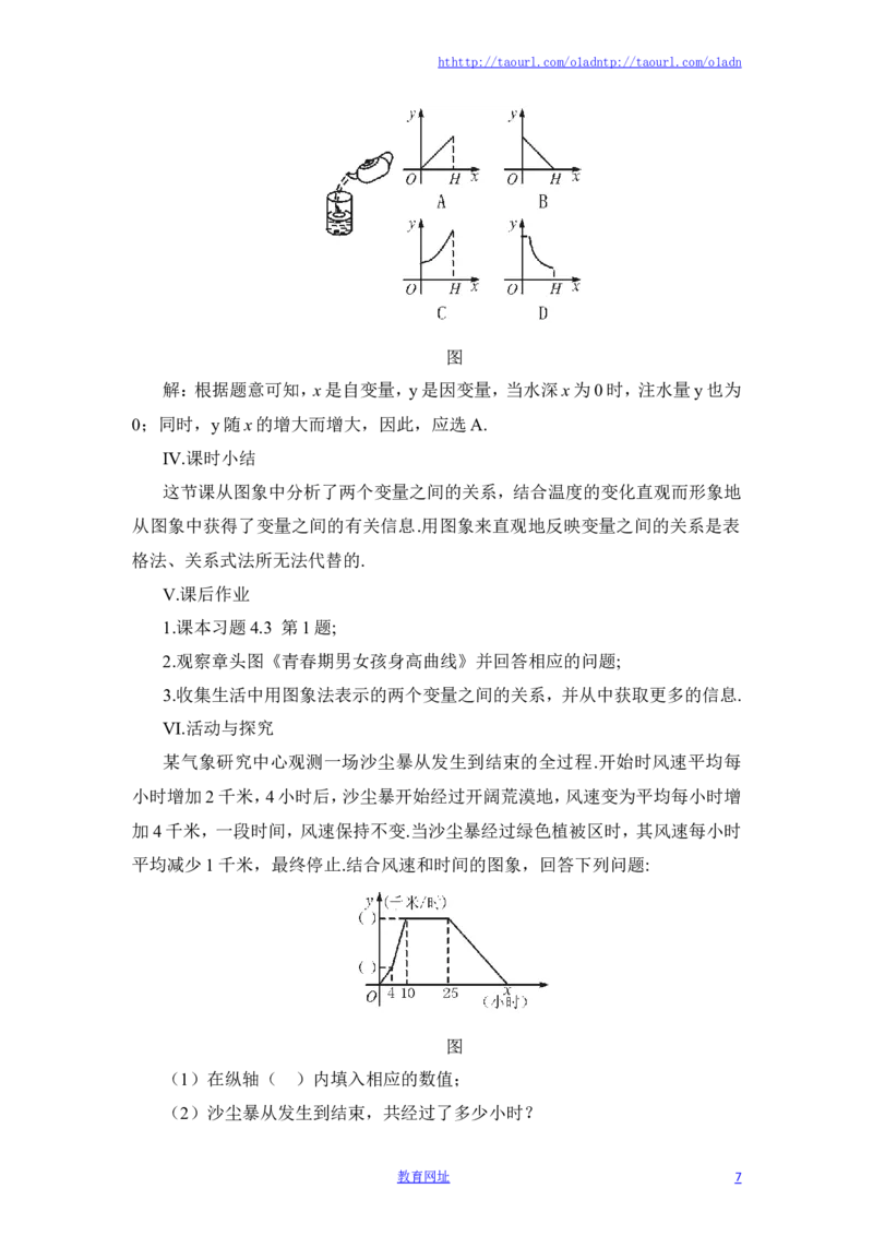 《用图象表示的变量间关系》第一课时参考教案（喜子的商铺）_1、初中学习资料_4-2、数学_北师大版_北师大版初中数学7下_北师大版初中数学7下_最新7年级数学下册试卷239份均附答案