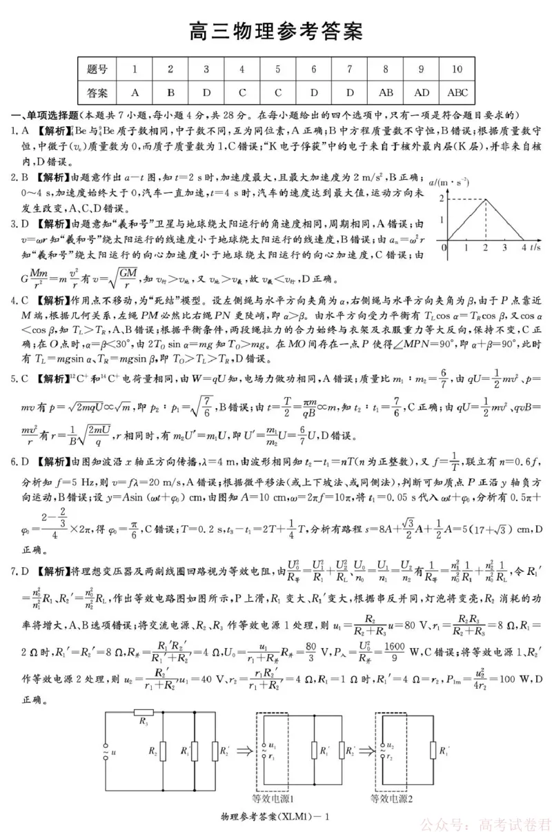 2026届湖南新高考教学教研联盟高三下学期3月第一次联考物理答案_2026届湖南长郡二十校新高考教研联盟高三3月联考_2026届湖南长郡二十校新高考教研联盟高三3月联考物理（含答案）