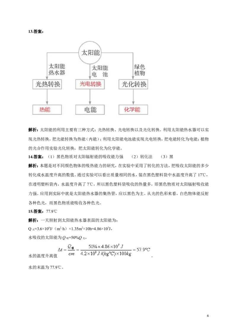 人教版九年级物理《22.3太阳能》同步练习及答案3_1、初中学习资料_4-4、物理_4-4-5、初三物理全册_2024更新_人教初中物理九年级上下同步练习、单元、期中、期末_九下物理练习_同步练习