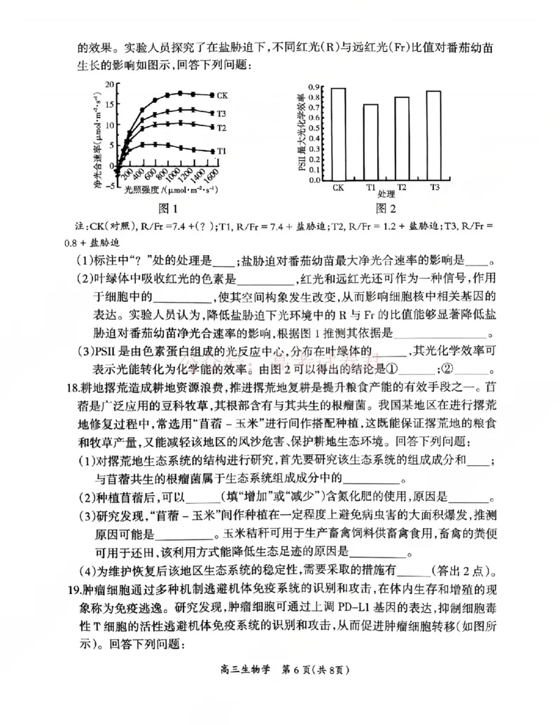 2026届江西吉安市高三下学期一模生物_2026届江西省吉安市高三下学期一模全科_06生物_江西省吉安市高三下学期一模