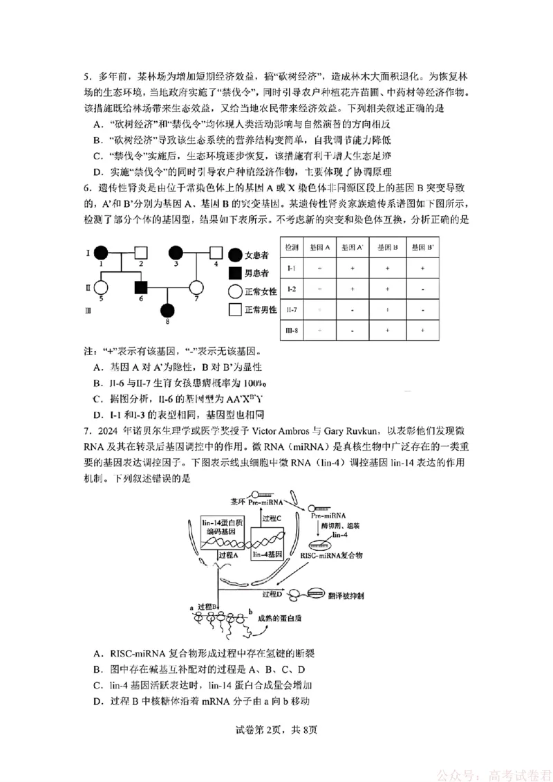 2026届四川省成都七中高三二诊模拟考试生物（含答案）_2026届四川省成都七中高三二诊模拟考试