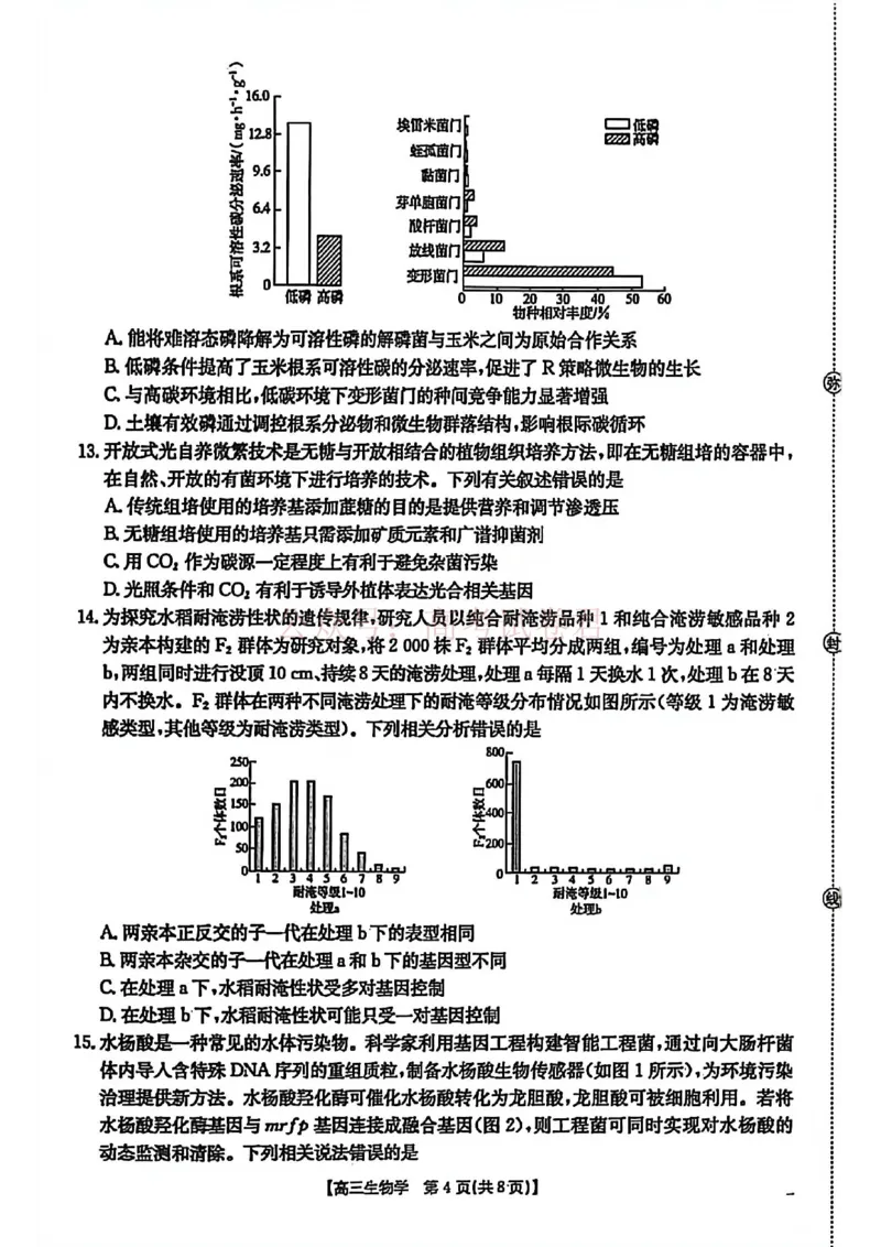2026届安徽省示范高中皖北协作区高三下学期第28届联考(一模)生物试题卷_2026年安徽省示范高中皖北协作区第28届联考全科_06生物_安徽省示范高中皖北协作区第28届联考