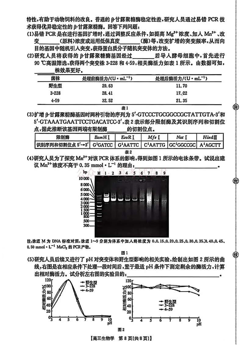 2026届安徽省示范高中皖北协作区高三下学期第28届联考(一模)生物试题卷_2026年安徽省示范高中皖北协作区第28届联考全科_06生物_安徽省示范高中皖北协作区第28届联考