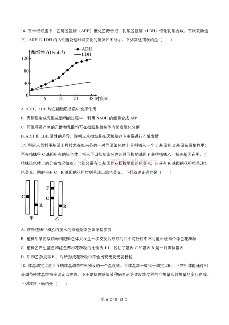 2026届山东九五协作体高三下学期3月学习质量评估（一模）生物_2026届山东省九五协作体高三3月学习质量评估_06生物_山东省九五协作体高三3月学习质量评估