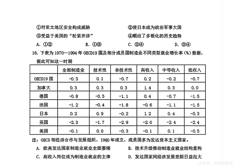 2026届黑龙江哈尔滨三中高三下第一次模拟考试历史（含答案）_2026届黑龙江哈尔滨三中高三下第一次模拟考试