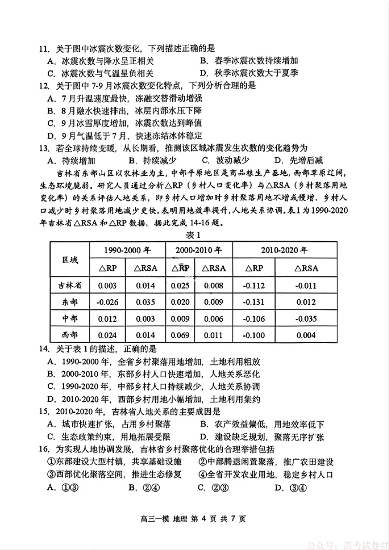 2026届黑龙江哈尔滨三中高三下第一次模拟考试地理（含答案）_2026届黑龙江哈尔滨三中高三下第一次模拟考试