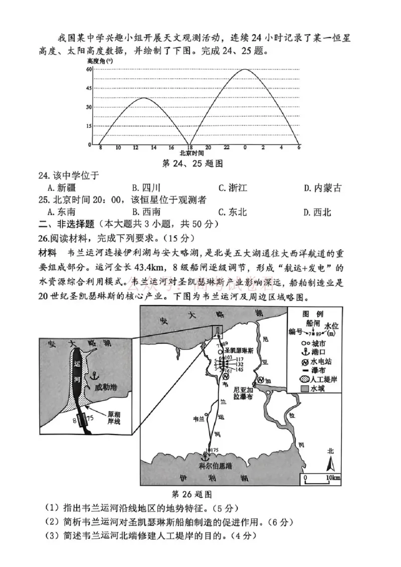 2025学年第二学期杭州市高三年级二模教学质量检测地理_2026年浙江省杭州市高三第二次教学质量检测全科_09地理_浙江省杭州市高三第二次教学质量检测