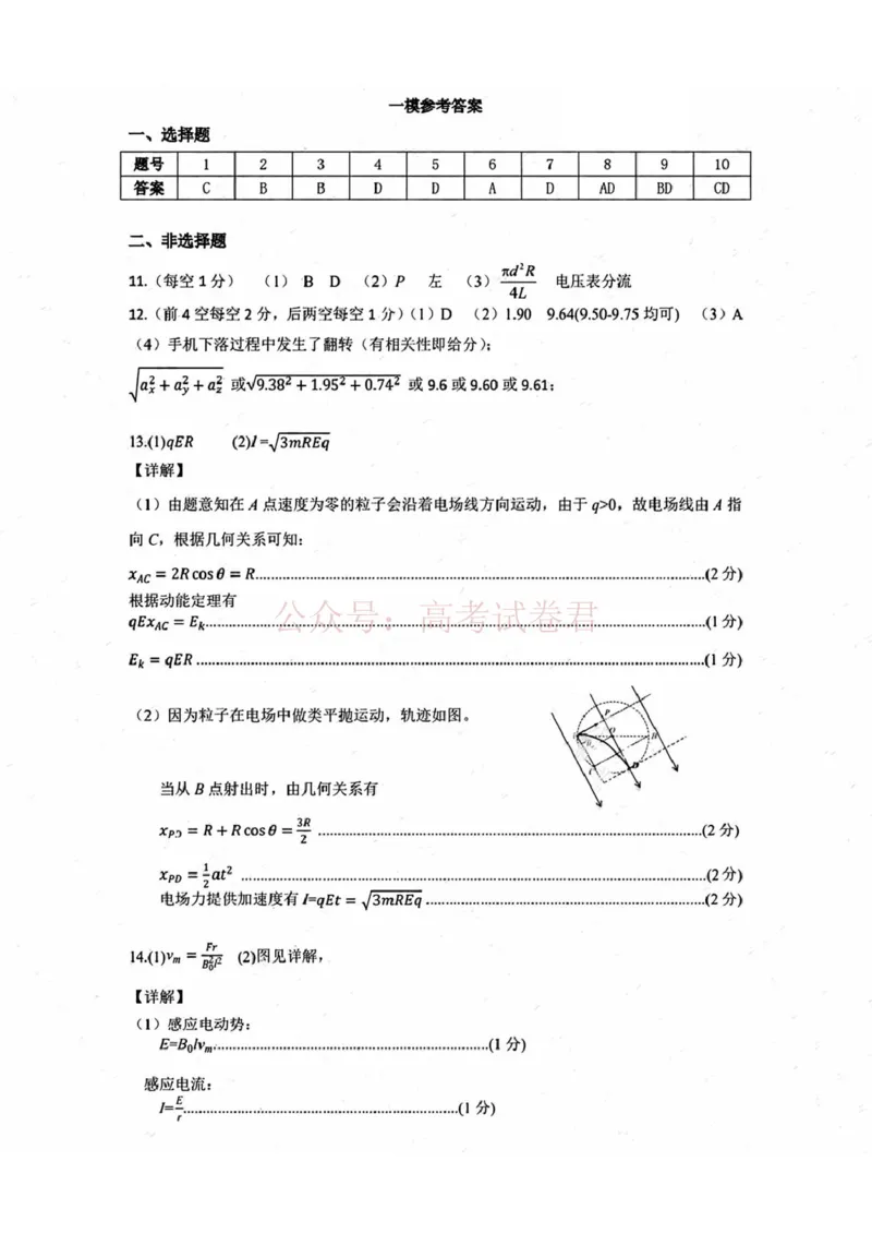 2026届内蒙古呼和浩特市高三下学期第一次模拟考试物理答案_2026届内蒙古呼和浩特市高三下学期第一次模拟考试全科_04物理_内蒙古呼和浩特市高三下学期第一次模拟考试