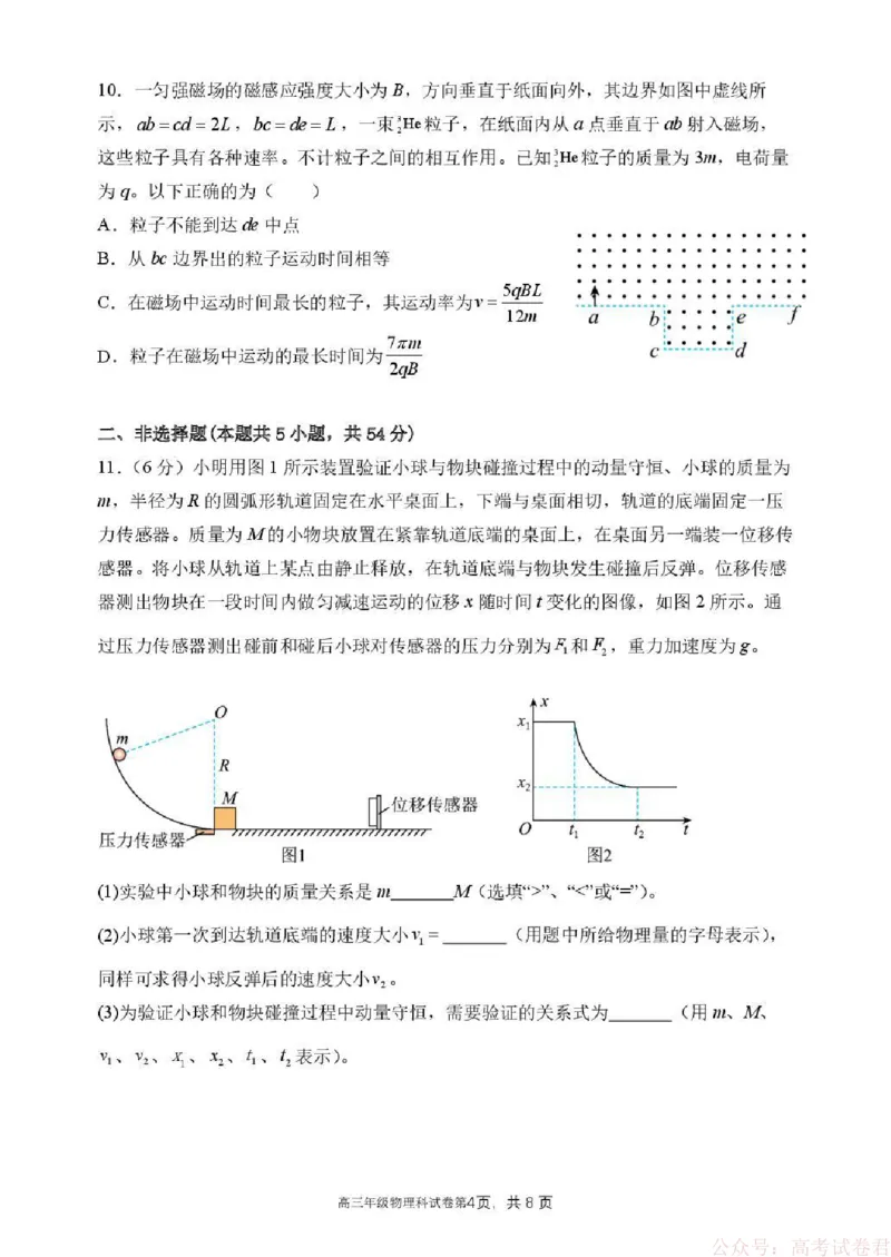 东北育才学校2025-2026学年高三下学期第六次模拟考试物理_2026届东北育才学校高三下学期第六次模拟考试
