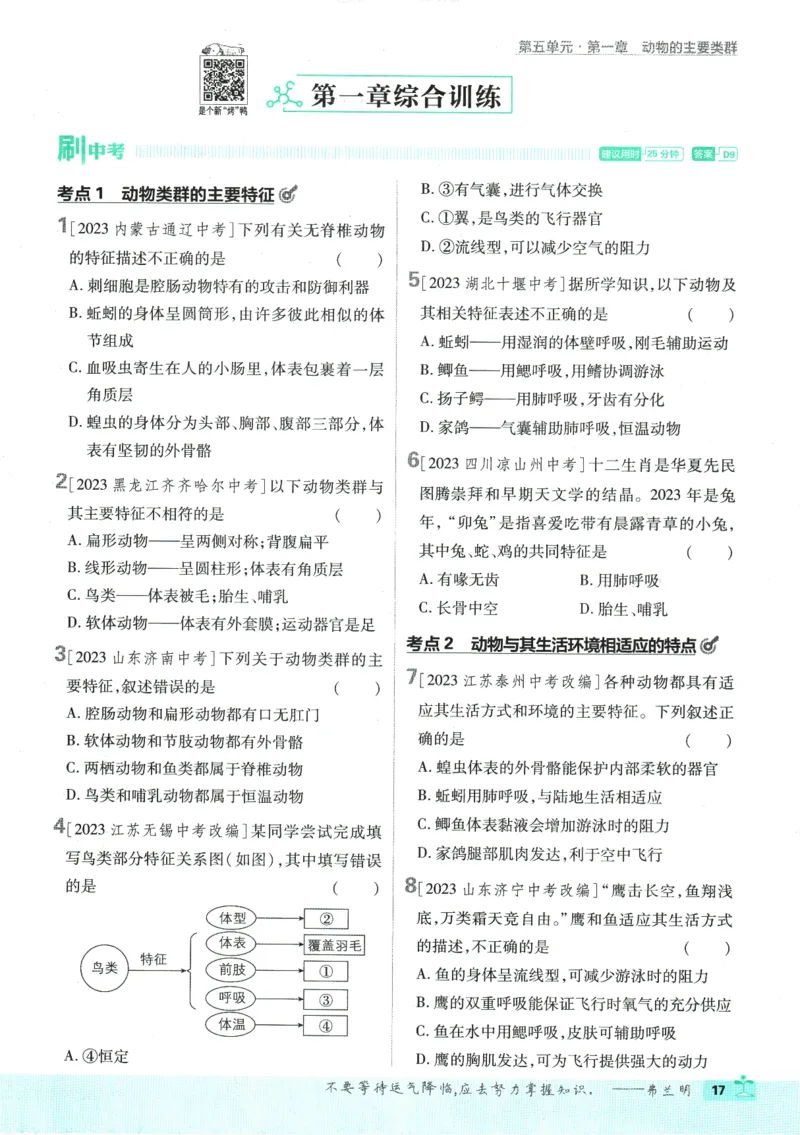 初中必刷题-8上-生物人教版_2、2025初中必刷题合集_初中必刷题23+24+25上册_2025版（全科上册）_2025版（全科上册）_初中必刷题生物