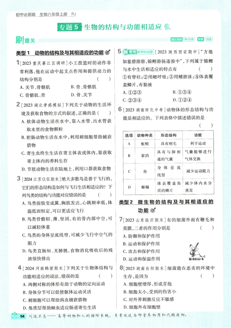 初中必刷题-8上-生物人教版_2、2025初中必刷题合集_初中必刷题23+24+25上册_2025版（全科上册）_2025版（全科上册）_初中必刷题生物
